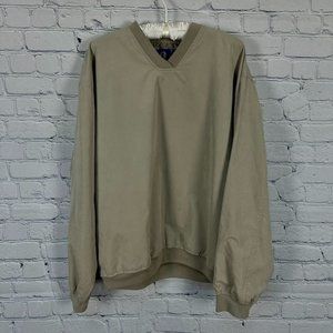 Mg Golf Mens V-Neck Pullover Windshirt,‎ Size Small, Sand Color